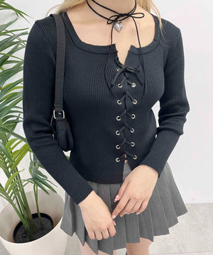 レースアップピチトップス