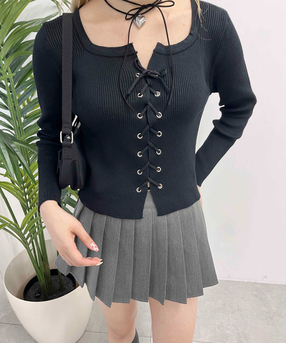 レースアップピチトップス