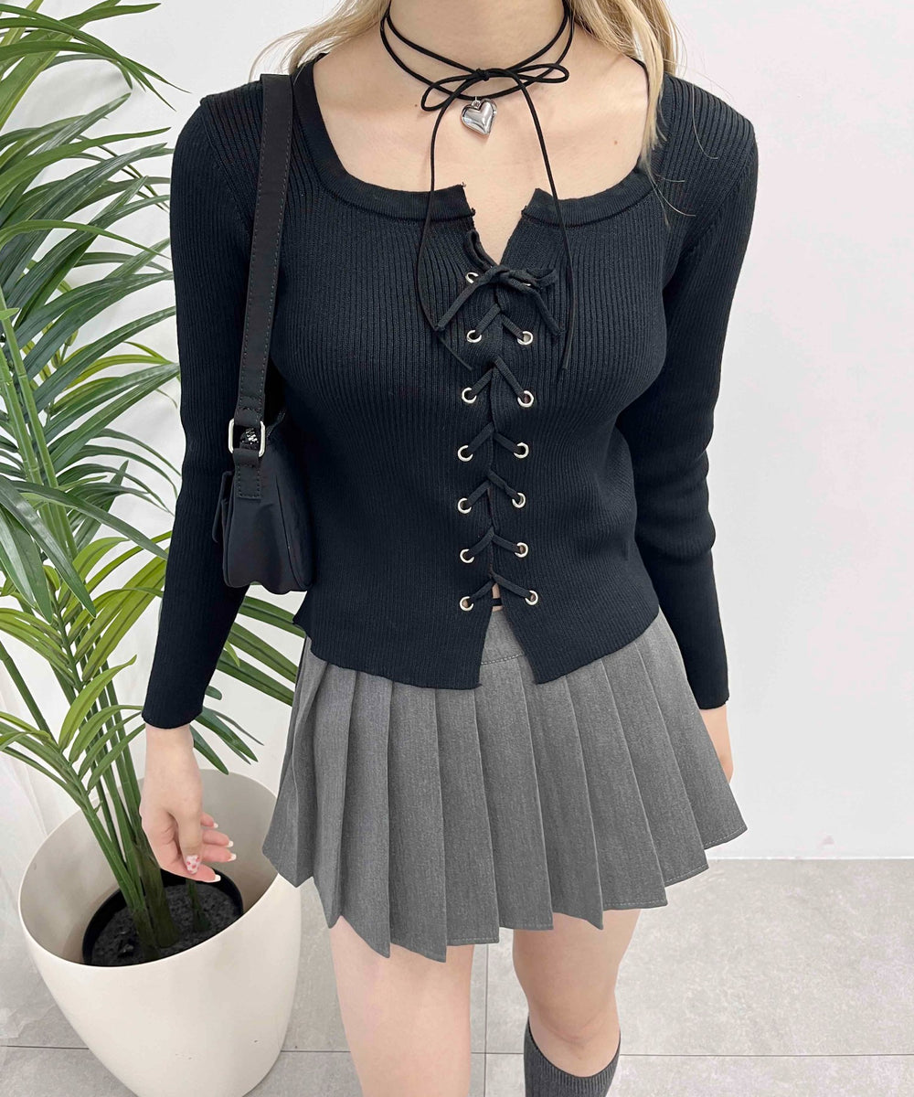 レースアップピチトップス