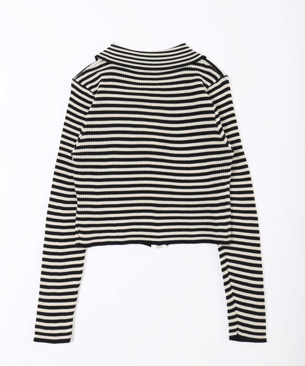 Wジップボーダーカーディガン