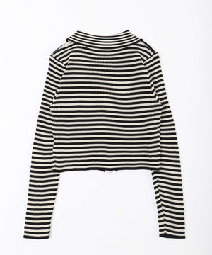 Wジップボーダーカーディガン