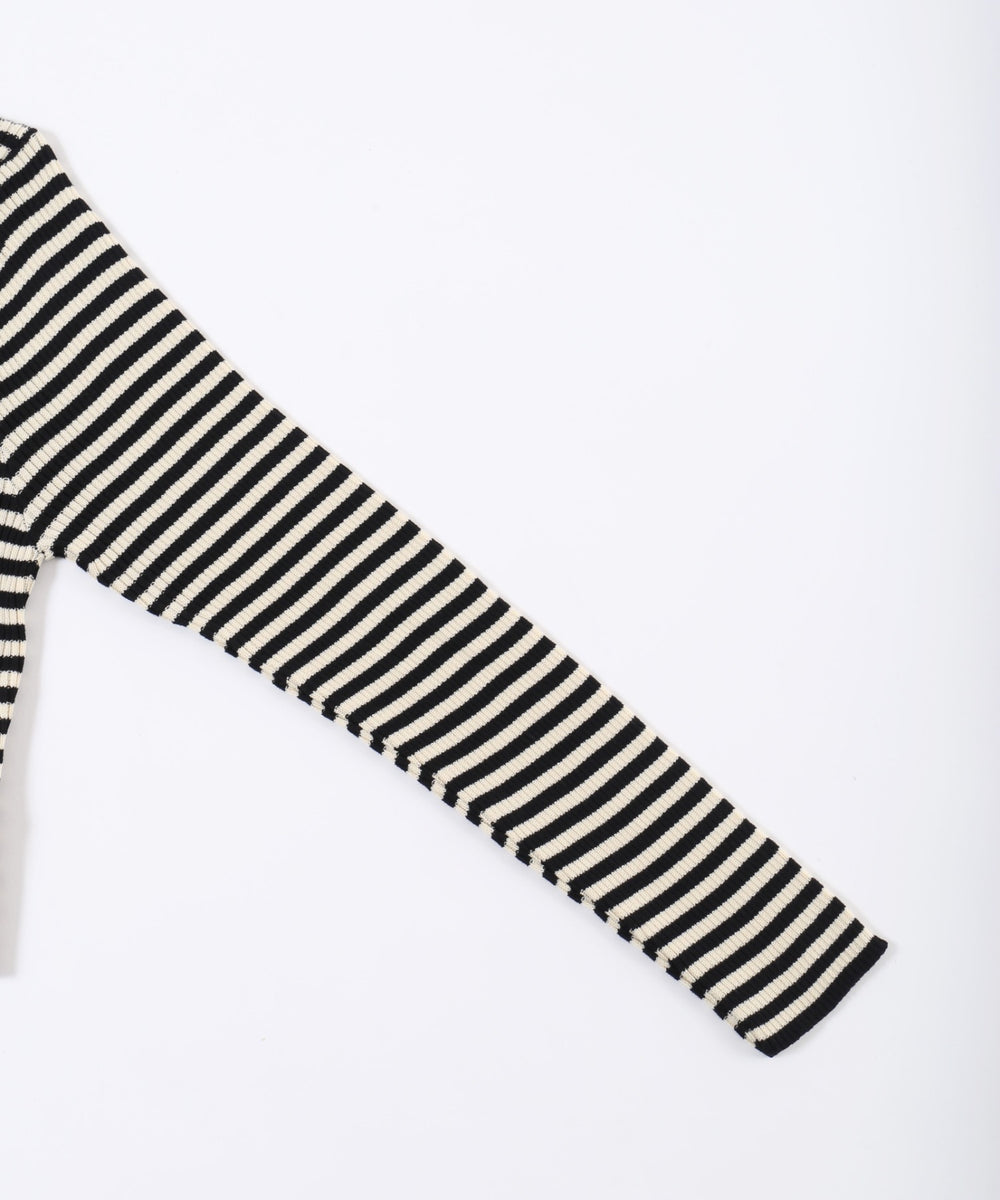 Wジップボーダーカーディガン