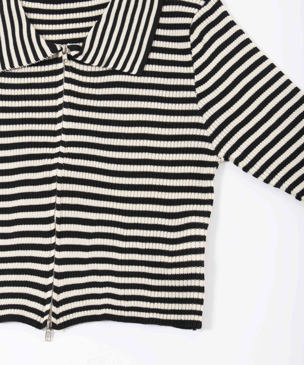 Wジップボーダーカーディガン