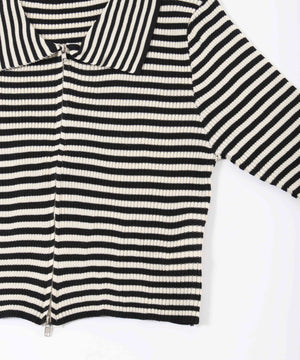 Wジップボーダーカーディガン