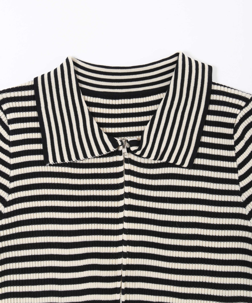 Wジップボーダーカーディガン