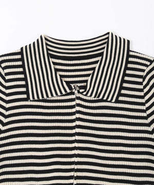 Wジップボーダーカーディガン