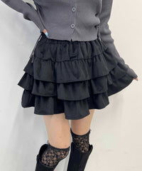ベロア3段フリルミニスカート