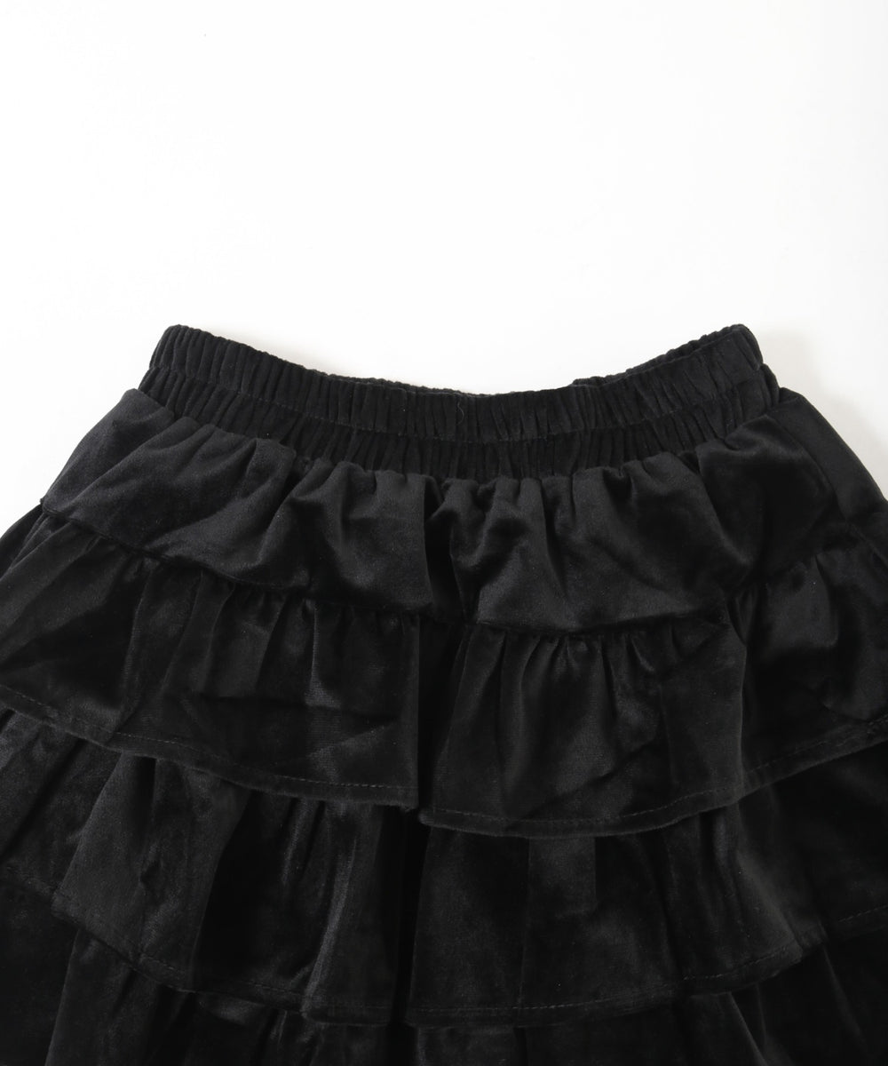 ベロア3段フリルミニスカート
