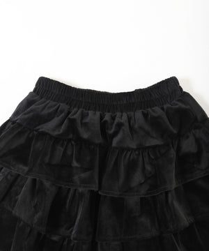 ベロア3段フリルミニスカート