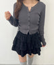 サイドドロストカーディガン/グレー モデル：160㎝ F着用