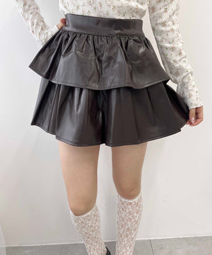 PUティアードミニスカート