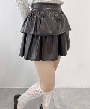 PUティアードミニスカート