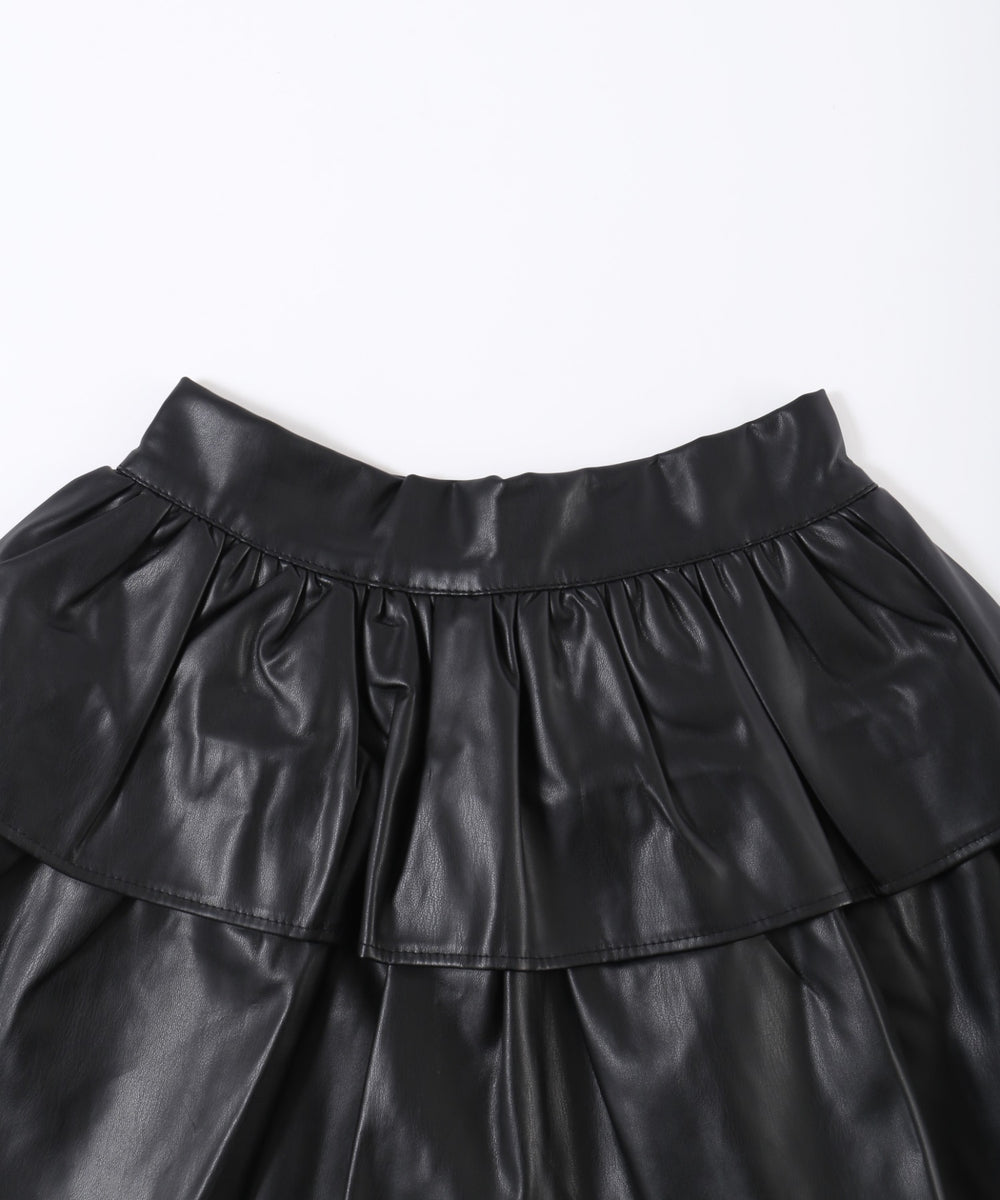 PUティアードミニスカート