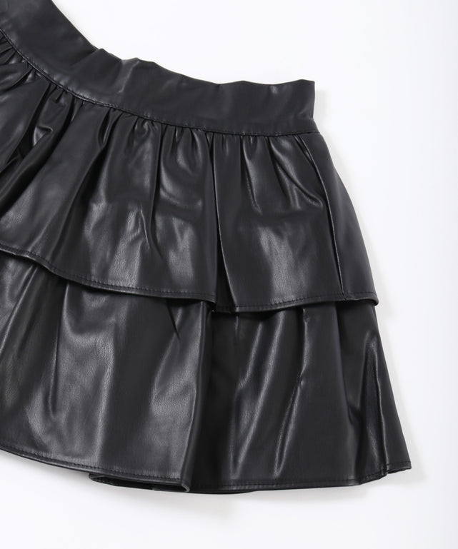 PUティアードミニスカート