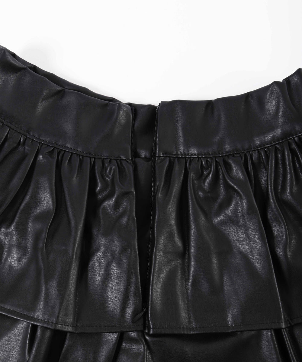 PUティアードミニスカート