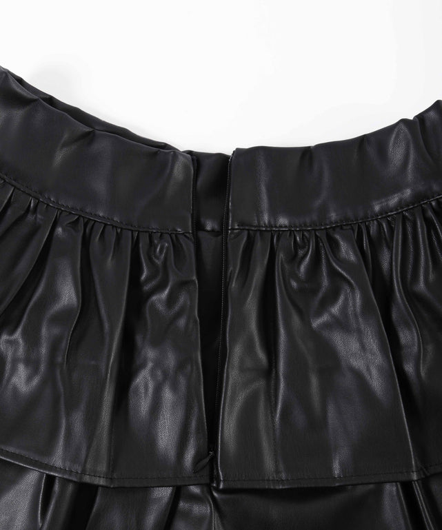 PUティアードミニスカート