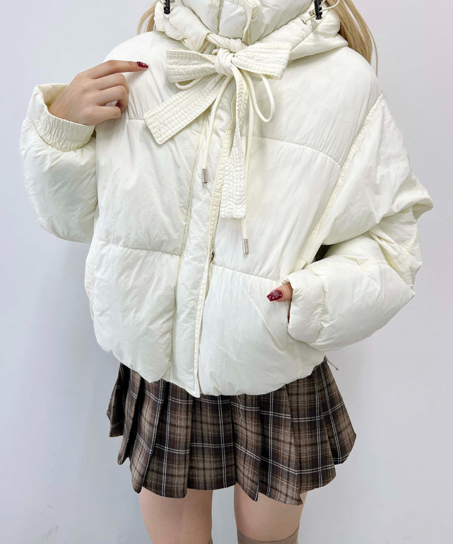 【美品】COEL バスケットリボンジャケット　ベージュ リボンフード付き中綿ジャケット – WEGO ONLINE STORE