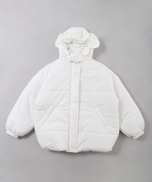 フリルフードフェイクダウンジャケット