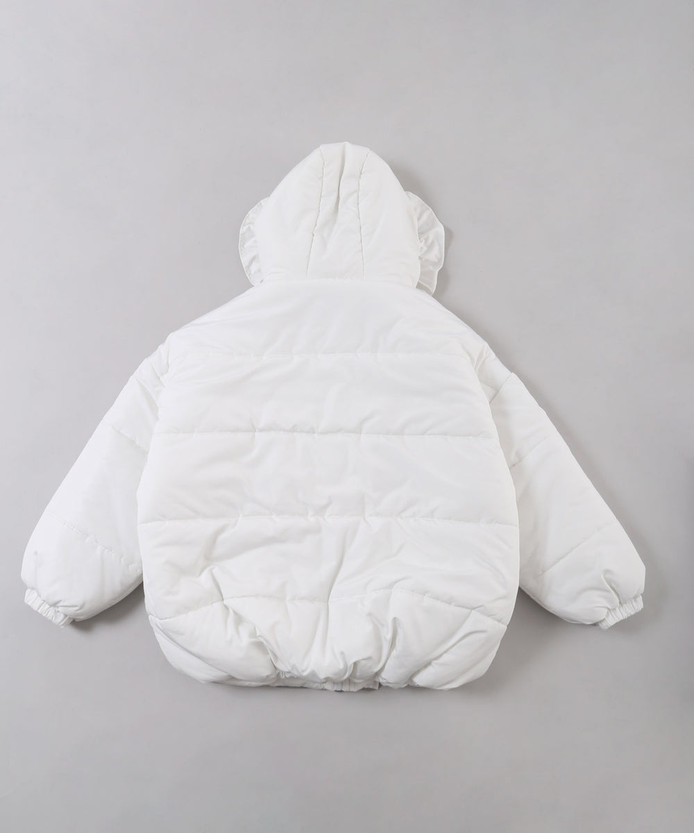 フリルフードフェイクダウンジャケット