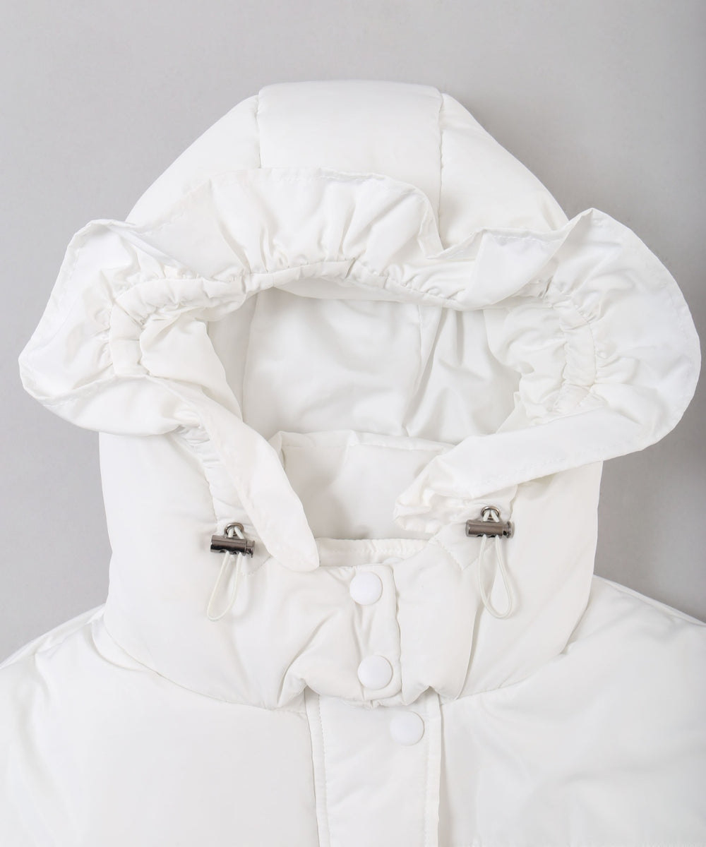 フリルフードフェイクダウンジャケット