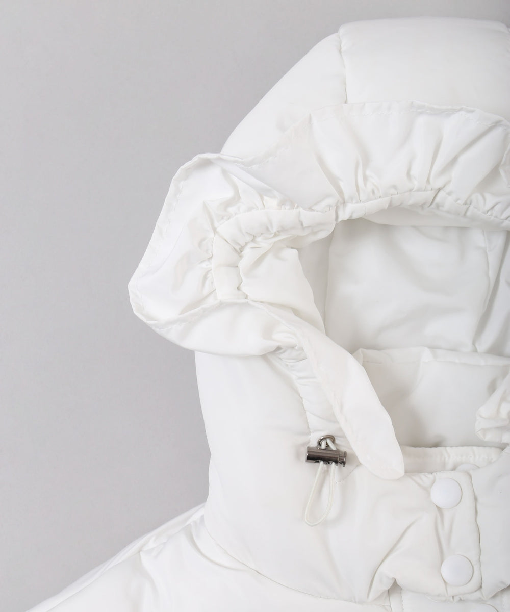 フリルフードフェイクダウンジャケット