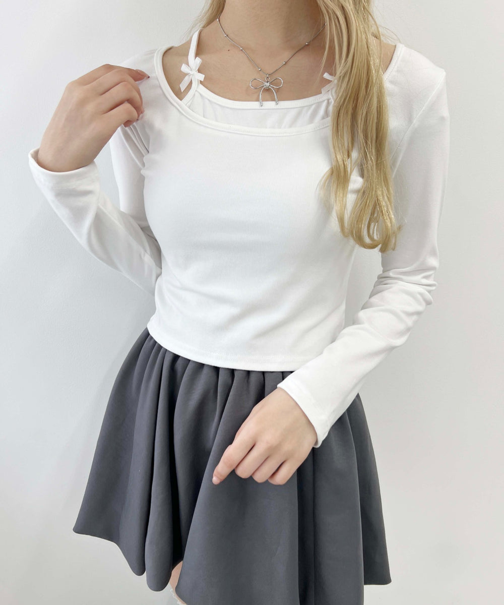 リボンキャミレイヤードトップス