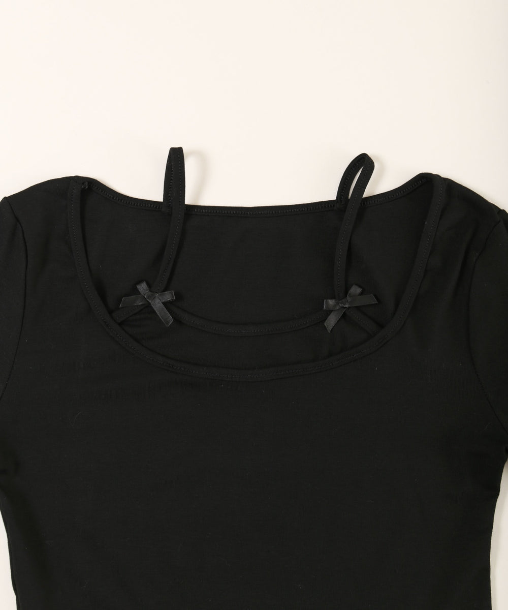 リボンキャミレイヤードトップス