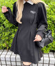 ウエストタック襟付きワンピース/ブラック モデル：160㎝ F着用