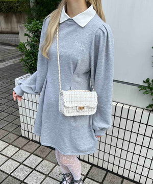 ウエストタック襟付きワンピース