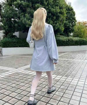 ウエストタック襟付きワンピース