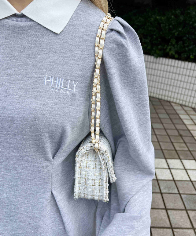 ウエストタック襟付きワンピース