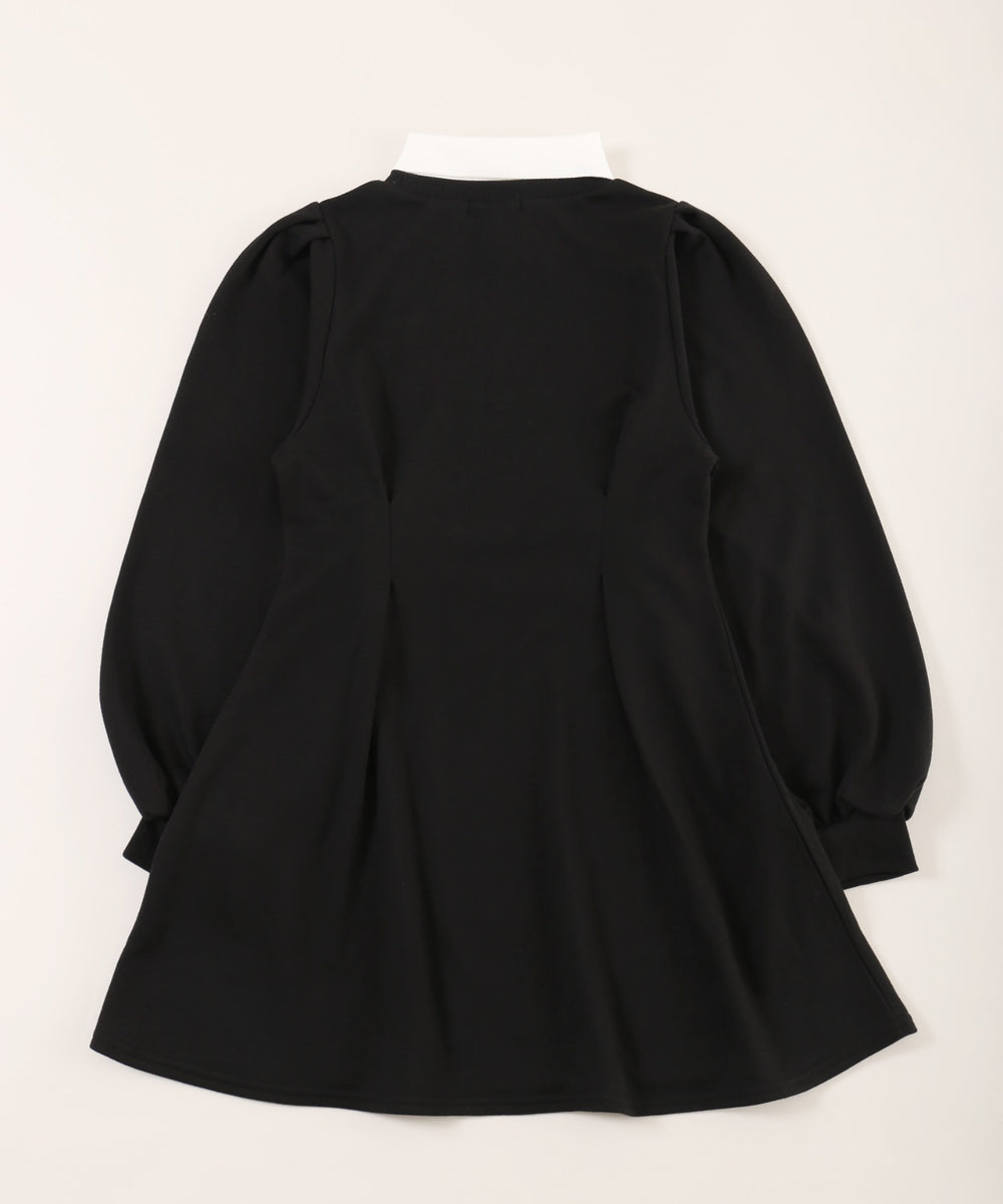 ウエストタック襟付きワンピース