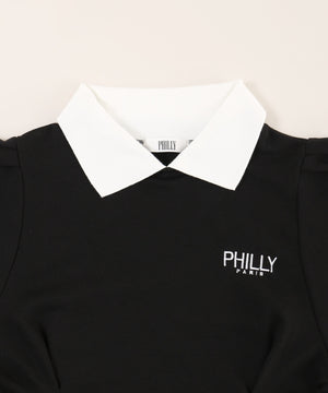 ウエストタック襟付きワンピース