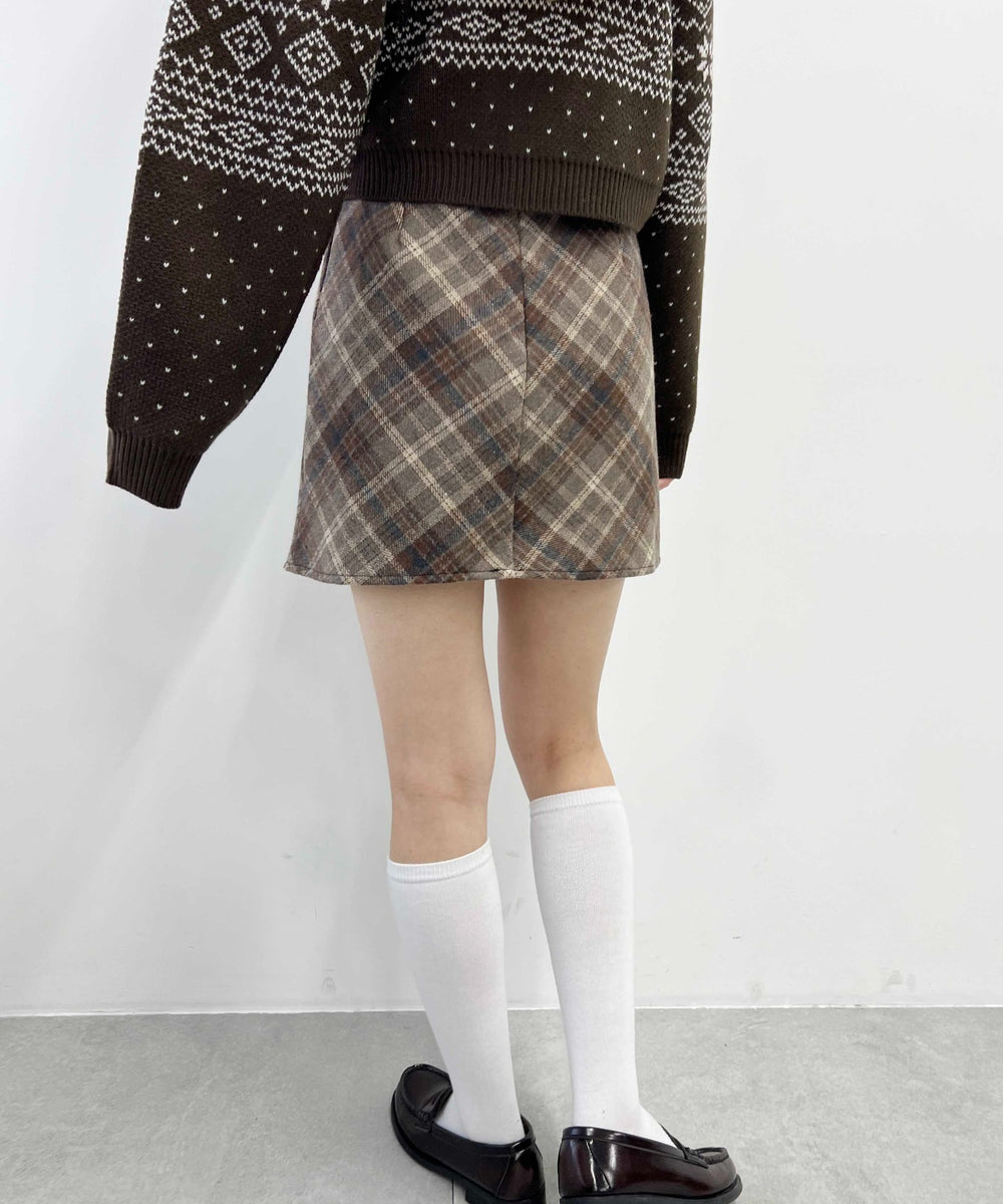 起毛チェックスカート