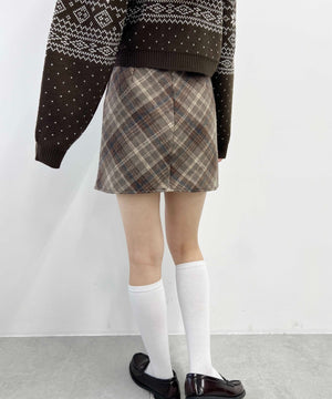 起毛チェックスカート