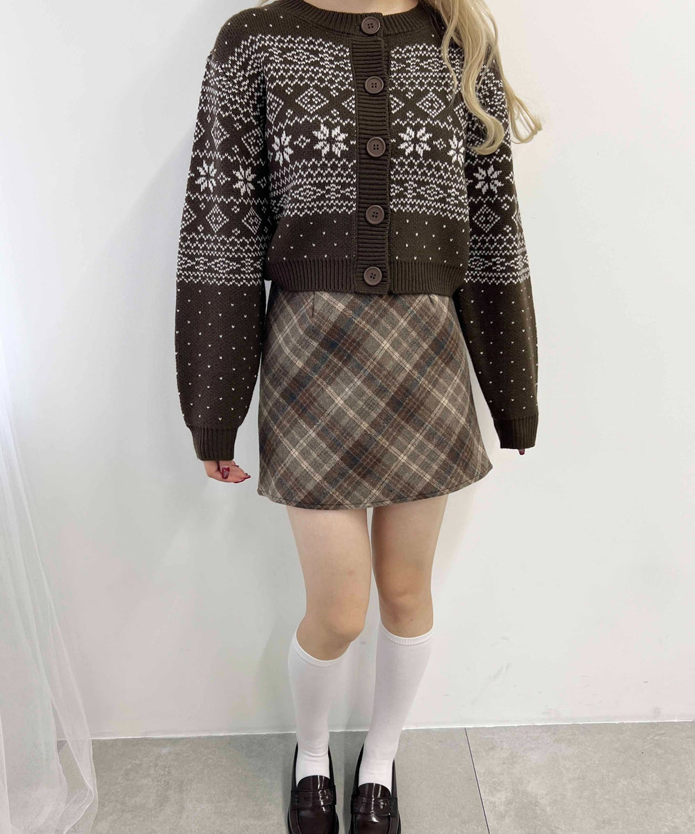起毛チェックスカート