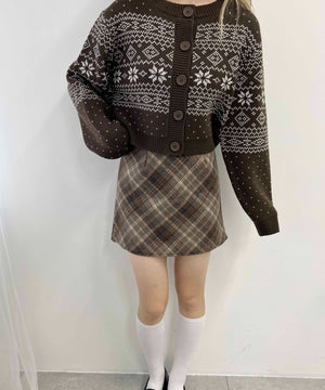 起毛チェックスカート