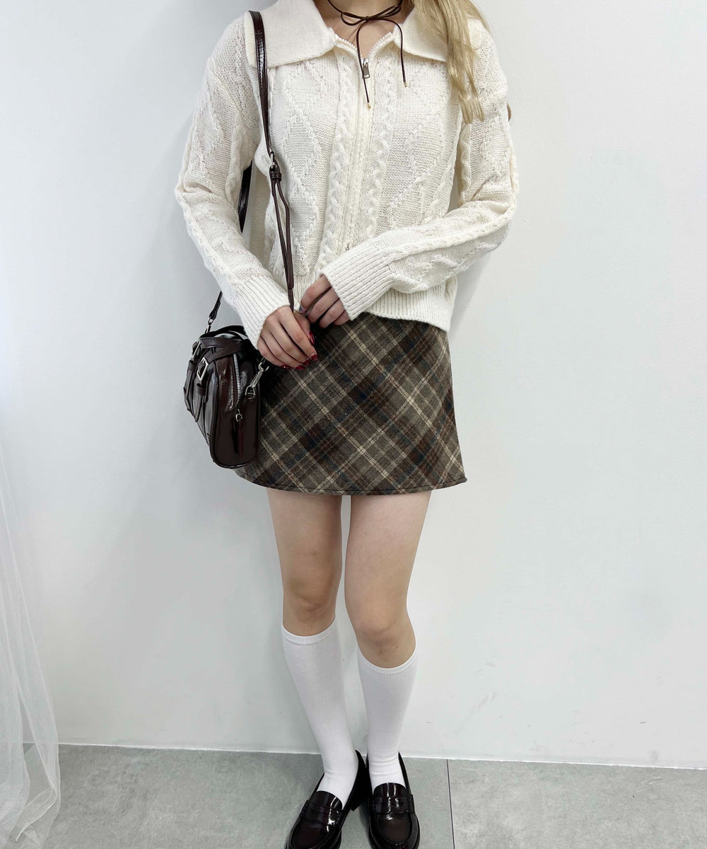 起毛チェックスカート