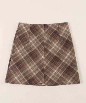 起毛チェックスカート