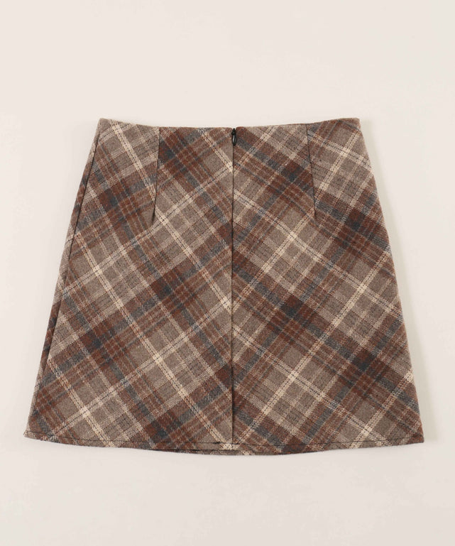 起毛チェックスカート