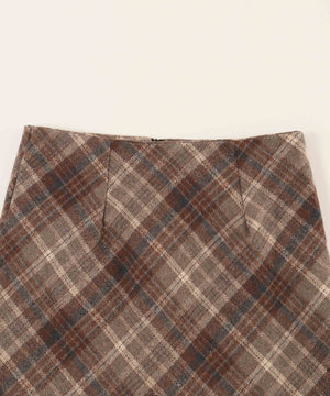 起毛チェックスカート