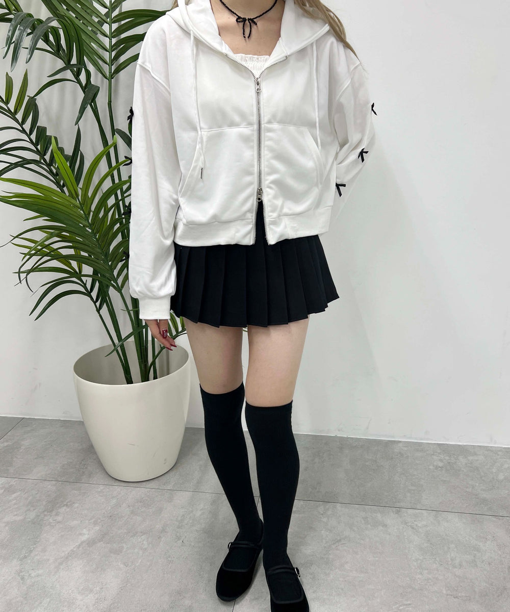 リボン付きWジップパーカー