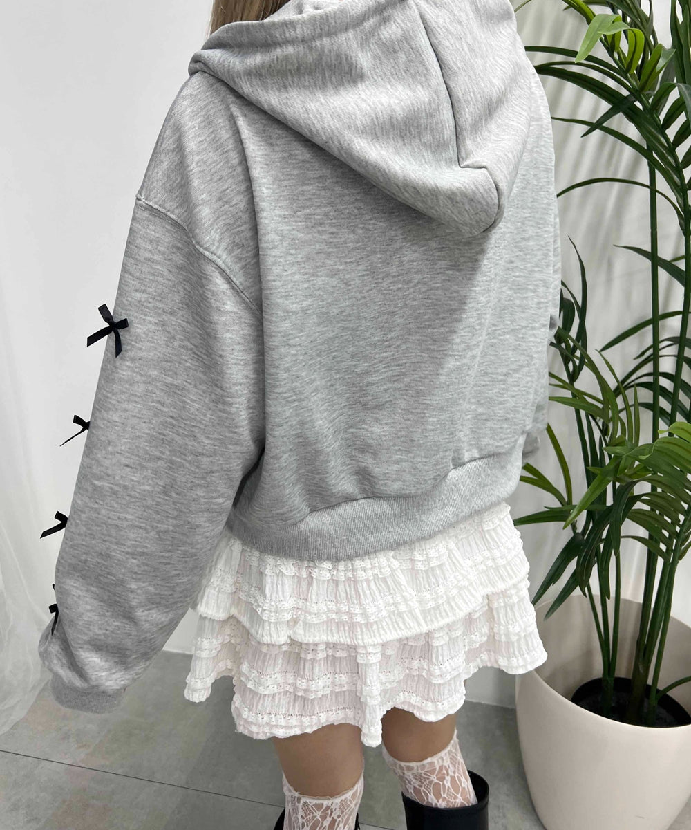 リボン付きWジップパーカー