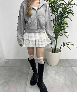 リボン付きWジップパーカー