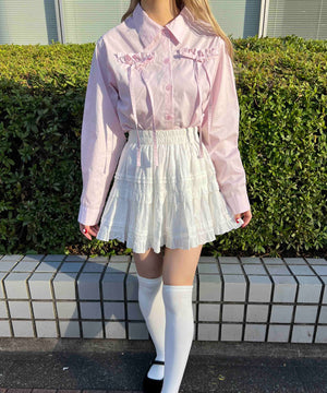 フリルリボンブラウス