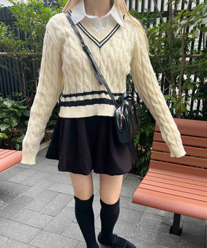 ラインケーブルニット