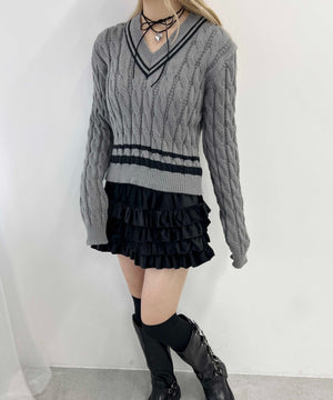 ラインケーブルニット