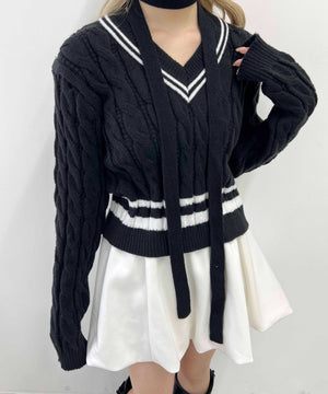 ラインケーブルニット