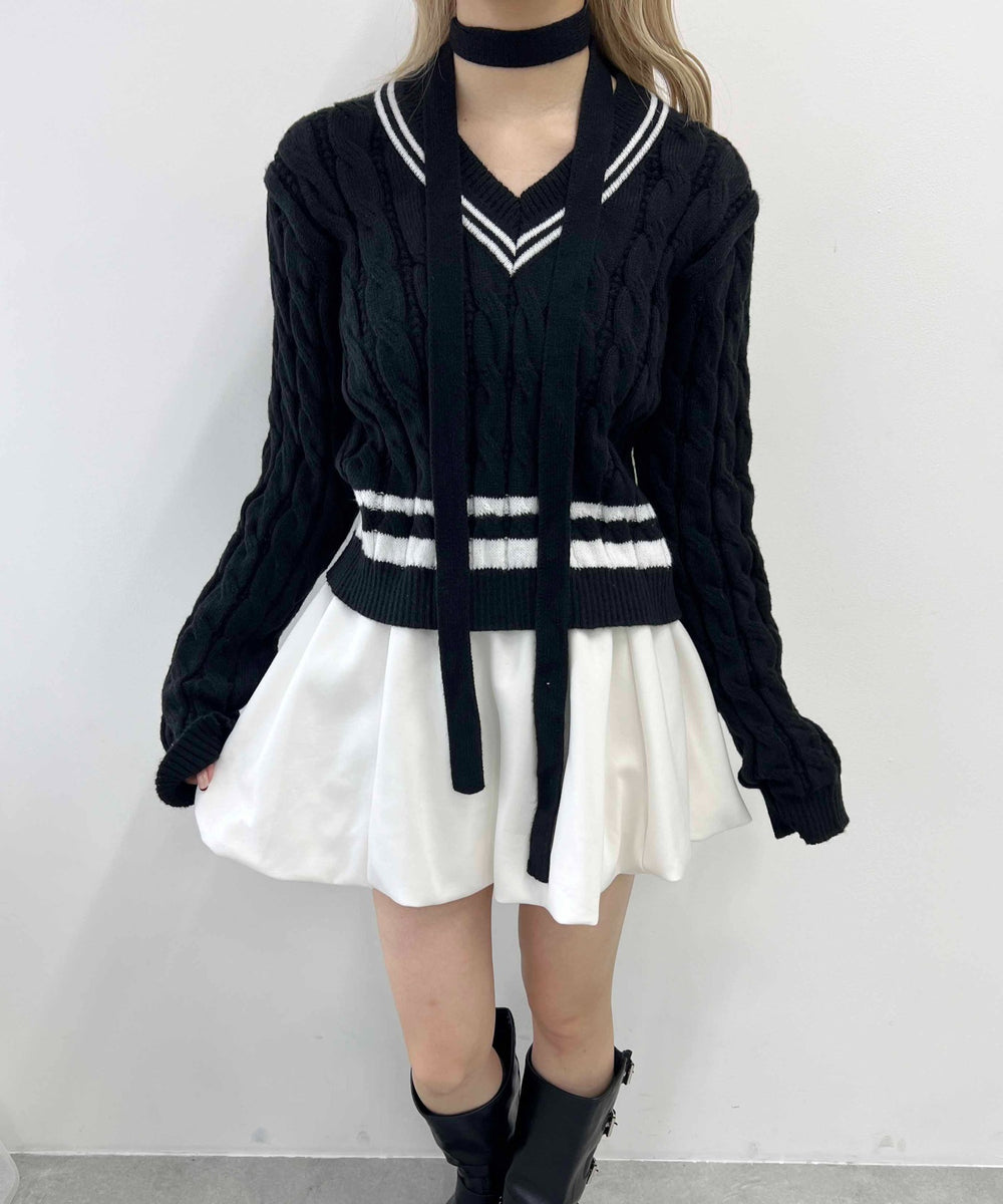 ラインケーブルニット