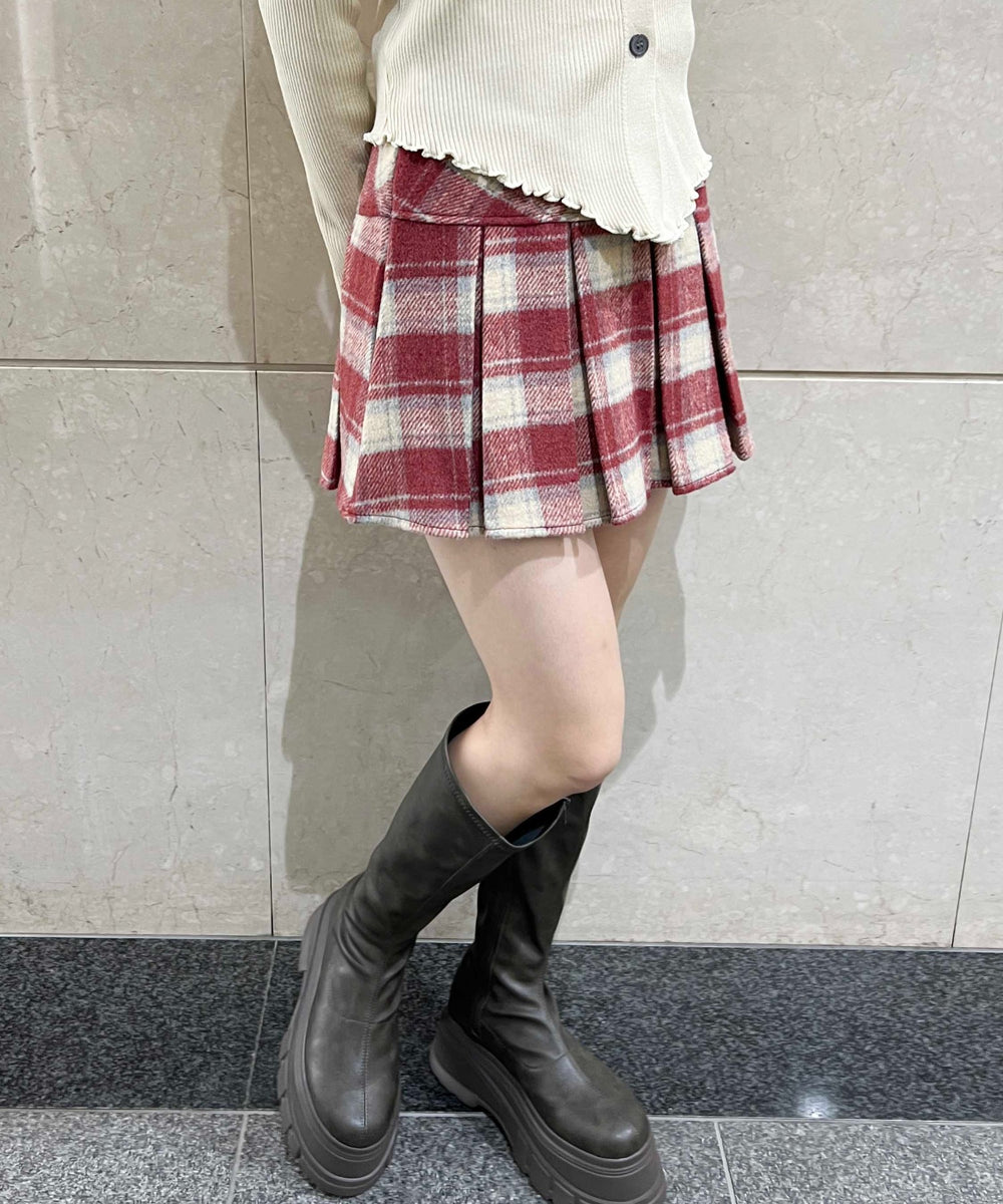 チェックボックスプリーツスカート
